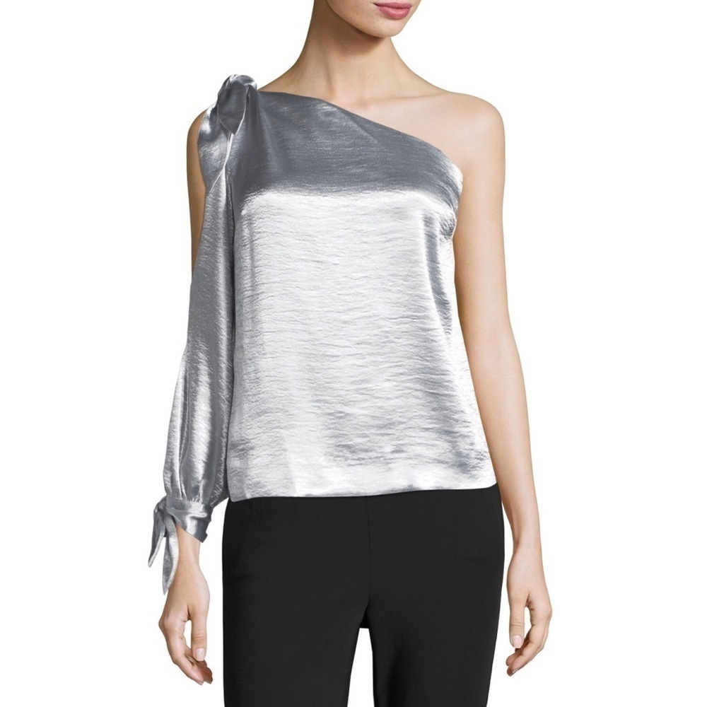 Rebecca Minkoff Nash One Shoulder Metallic Blouse